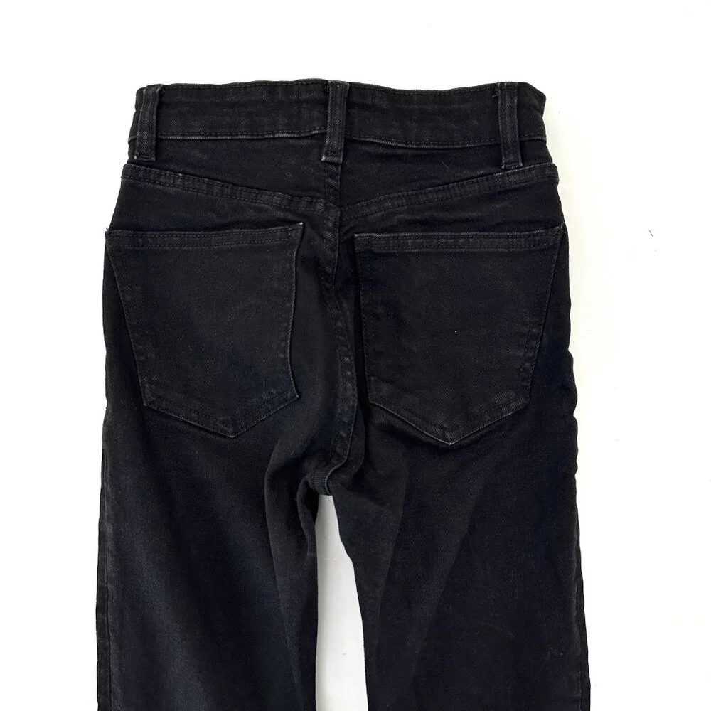 Zara Bootcut Crop Raw Hem Women's size 00 Black Denim‎ Jeans